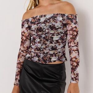 Mesh off the shoulder top